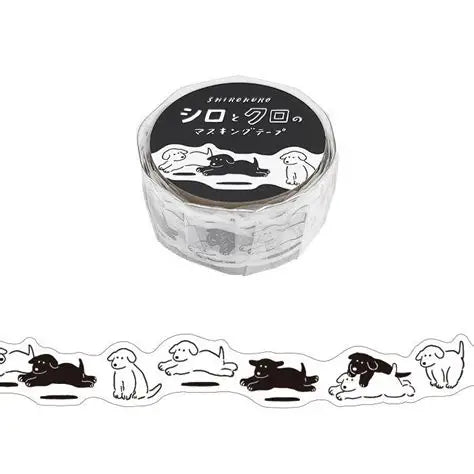Shirokuro -Running Dogs Black & White Washi Tape